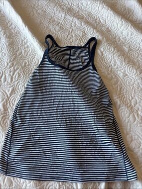 lululemon athletica Navy and White Striped Racerback Tank